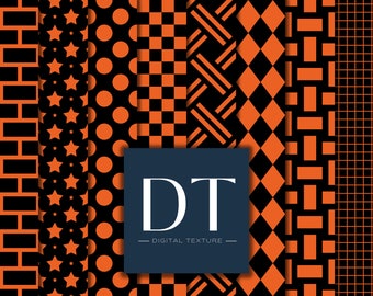 Papiers numériques à motif orange et noir, arrière-plan Halloween (téléchargement numérique)