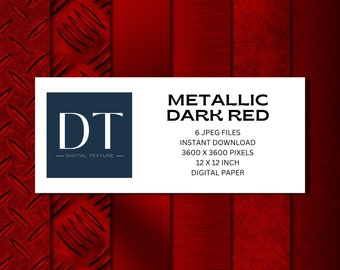Textures métalliques rouge foncé, papier numérique en métal brossé (téléchargement numérique)