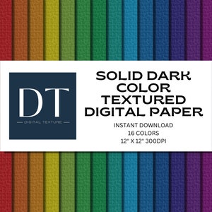 Könnte beinhalten: Ein digitales Papierpaket mit einer Vielzahl von einfarbigen dunklen Farben und einem strukturierten Effekt. Das Bild zeigt eine Reihe von Farbtönen, von Rot bis Violett. Der Text zeigt 16 Farben, jeweils 30,48 cm x 30,48 cm bei 300 DPI.