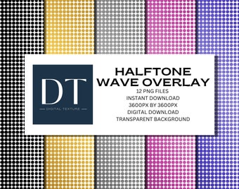 Superposition d'ondes de demi-teintes, texture de dégradés, arrière-plan transparent (téléchargement numérique)