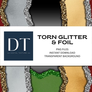 Carta strappata scintillante, Clipart di lacrime d'oro, bordi di lacrima d'oro glitter Clipart di lamina d'oro Lamina d'oro Clipart Lacrime d'oro Bordi di lacrima d'argento glitterati