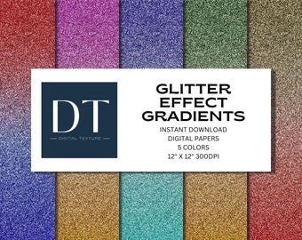 Glitter Gradient Digital Paper – 5 Sparkle Backgrounds (Digital Download)