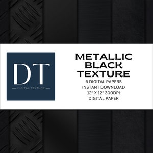 Six Metallic Black Textures, Digital Paper, Instant Download