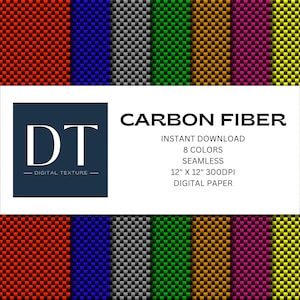 Carbon Fiber - Eight Colors - Digital Paper - Instant Download - Digital Background - Seamless