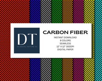 Fibre de carbone - Huit couleurs - Papier numérique - Téléchargement instantané - Fond numérique - Sans soudure