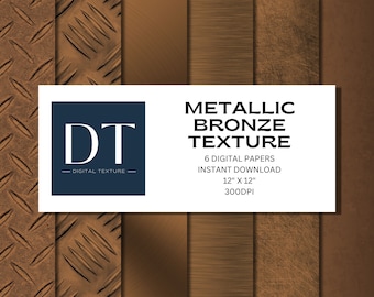 Six textures métalliques en bronze, papier numérique, téléchargement immédiat, fond en métal, papier de scrapbooking