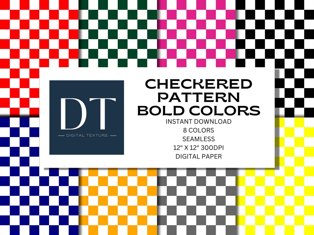 Checkered Pattern, Various Colors, Digital Paper, Instant Download ...
