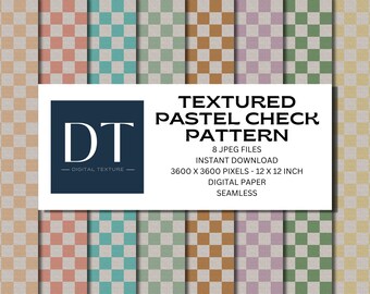 Retrorutigt digitalt papper – pastellfärgade cirkusmönster (digital nedladdning)