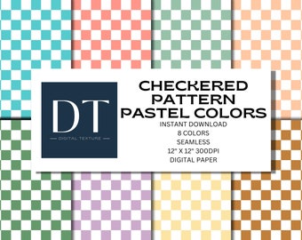 Motif à carreaux, couleurs pastel, papier numérique, téléchargement immédiat, sans soudure