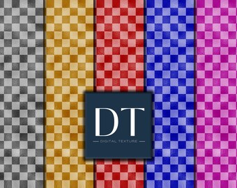 Papier numérique à damier métallique, couleurs vives (téléchargement instantané)