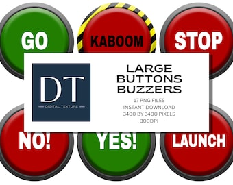 Buttons Buzzers - Large Button PNG - Clipart - Digital Paper - Instant Download - Transparent Background - PNG Bundle
