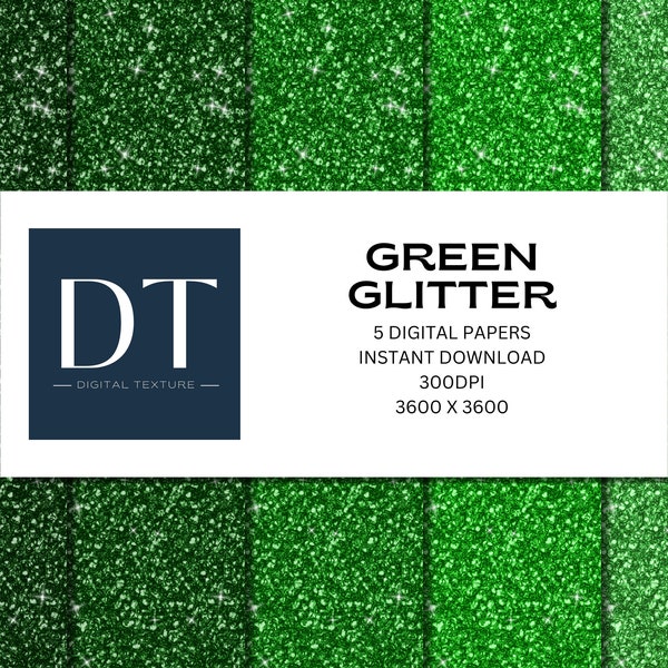 Papiers numériques de paillettes vertes, Scrapbook Papers Green Sparkles Clipart, fond numérique - Téléchargement instantané Nuances de vert