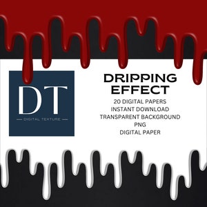 Dripping Effect PNG, Transparent Background, Dripping Border Clipart, Instant Download Digital Paper