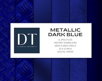 Textures métalliques bleu foncé, papier numérique en métal brossé (téléchargement numérique)