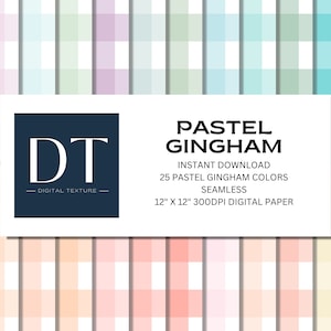 Pastell Gingham Digitales Papier, verschiedene Pastellfarben, Sofortiger Download