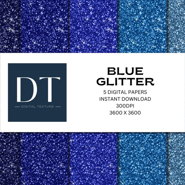 Blue Glitter Digital Papers, Scrapbook Papers Blue Sparkles Clipart , digital background - Instant Download Shades of Blue