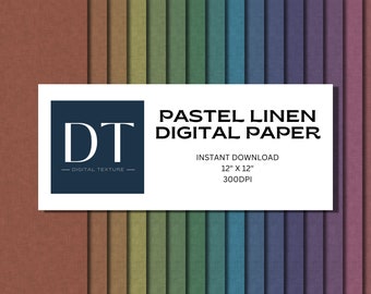 Pastel Linen Digital Paper Pack, Scrapbook Backgrounds (Instant Download)
