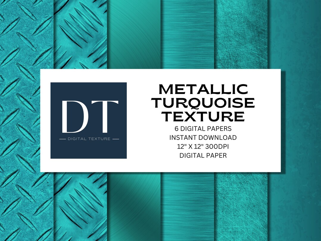Six Metallic Turquoise Textures, Digital Paper, Instant Download ...