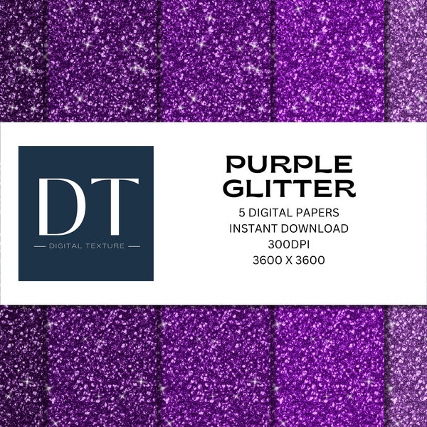 Purple Glitter Digital Papers, Scrapbook Papers Purple Sparkles Clipart , digital background - Instant Download Shades of Purple