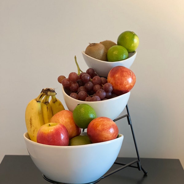 Obst Etagere –  3-stöckig – Hochwertige Obstschale – Obst Etagere für mehr Platz in der Küche – Küche – Etagere Obst – Etagere Snacks