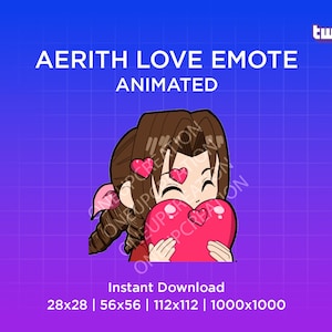Animated Love Emote for Twitch, Discord, YouTube of Aerith Final Fantasy 7 Sword Action Instant Download Ready to use