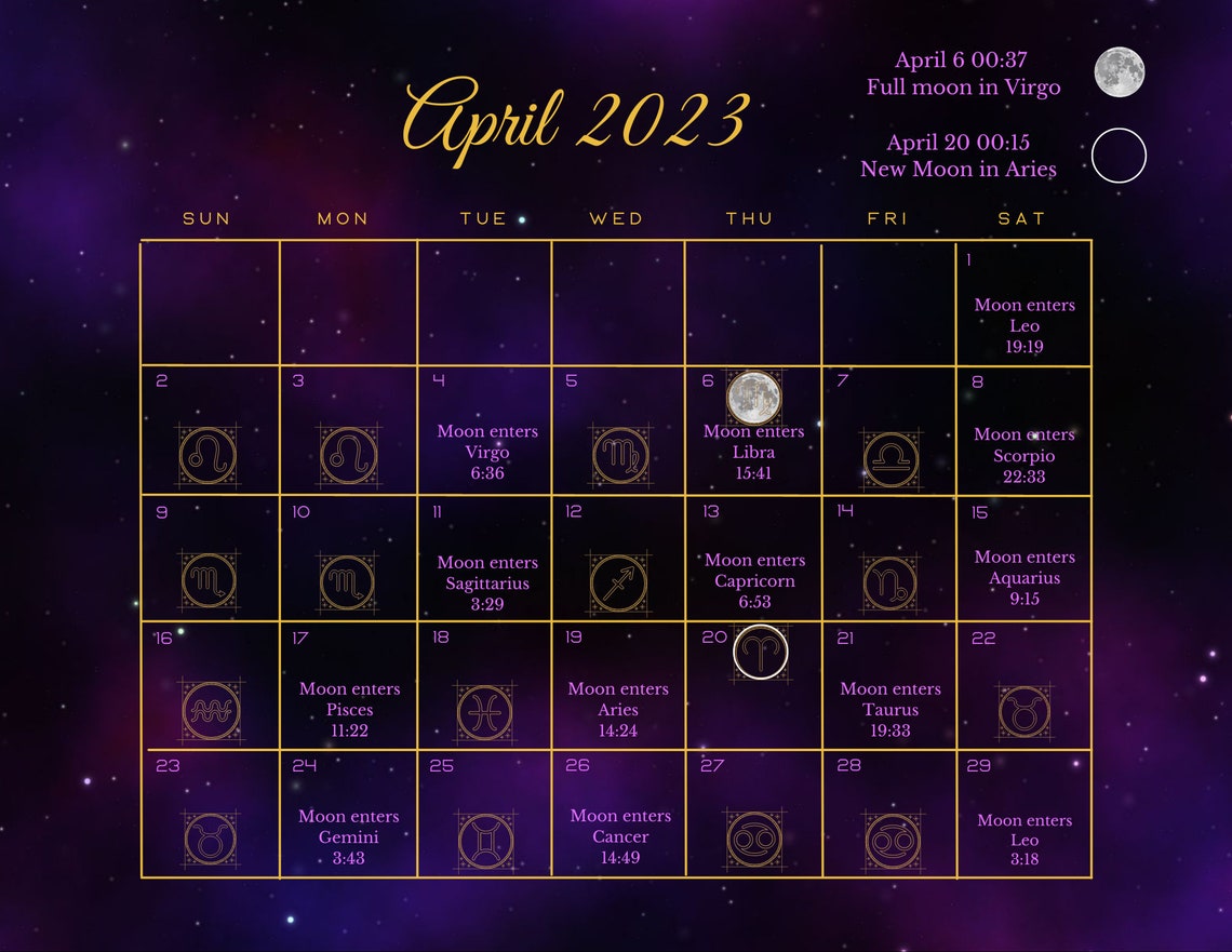 Sidereal/vedic Moon Calendar 2023 EST Etsy