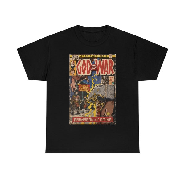 God of War Ragnarök Couverture de bande dessinée T-shirt Fan Art Essential, Unisexe Heavy Cotton Tee