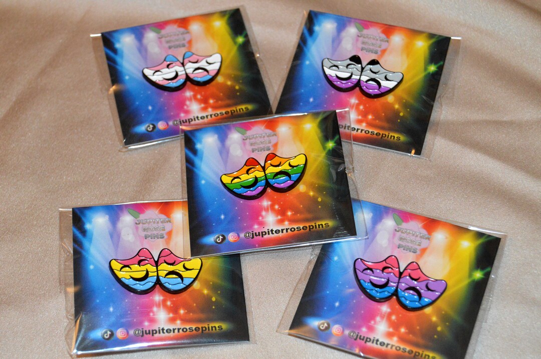 LGBT+ Pride Flag Theatre Mask Pins - Gay, Bisexual, Pansexual, Asexual and Transgender - Etsy UK