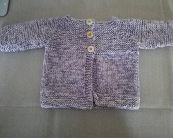 Made to order hand knitted 0-6 months baby cardigan in any colour you wish