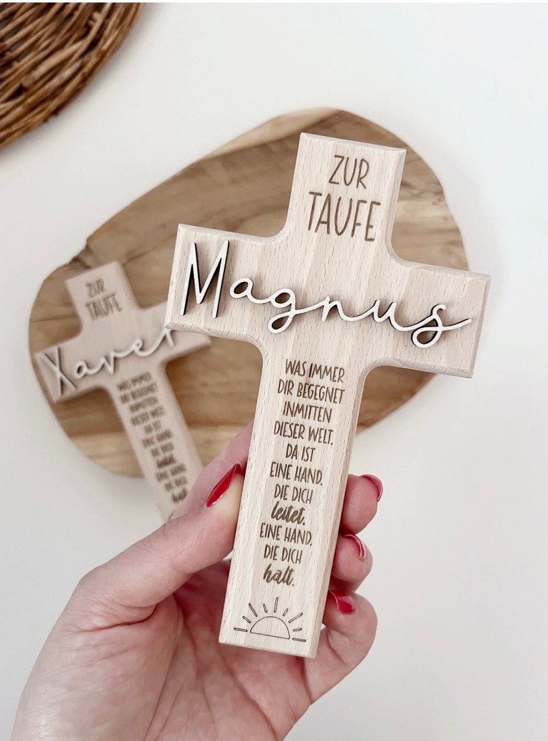 Holzkreuz, Taufkreuz, Geschenk zur Taufe, Kommunion, Firmung, Konfirmation Bild 6