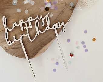 Cake Topper "happy birthday" aus Holz für den Geburtstag