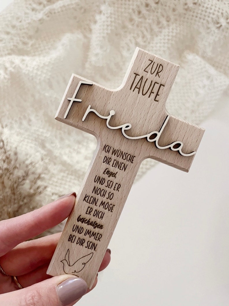 Holzkreuz, Taufkreuz, Geschenk zur Taufe, Kommunion, Firmung, Konfirmation Bild 2