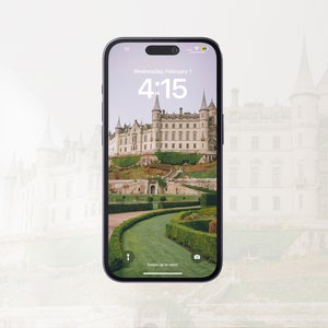 Sfondo del telefono del Castello delle fiabe scozzesi, Castello di Dunrobin, Immagine ad alta risoluzione 16:19, Download istantaneo, iPhone, Android, Google Pixel