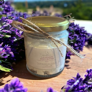 100% Organic Creamy Whipped Lavender Body Butter | Unrefined Shea Butter, Aloe Vera & Castor Oil | Moisturiser for Skin, Hair, Face and Body