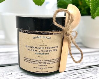 Natural Remineralising Toothpaste – Fluoride Free - Vegan friendly  – Aluminium Free - Chemical & Toxin Free - Handmade in the UK