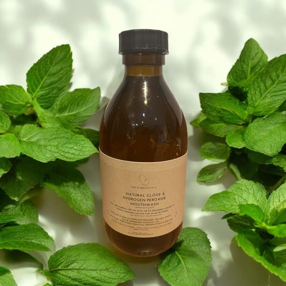 Mint Clove Hydrogen Peroxide Mouthwash: Vegan, Alcohol-Free