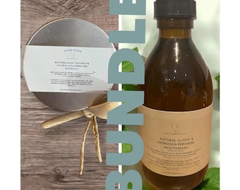 Mouthwash & Remineralizing Toothpaste Bundle: Clove, Hydrogen Peroxide, Vegan