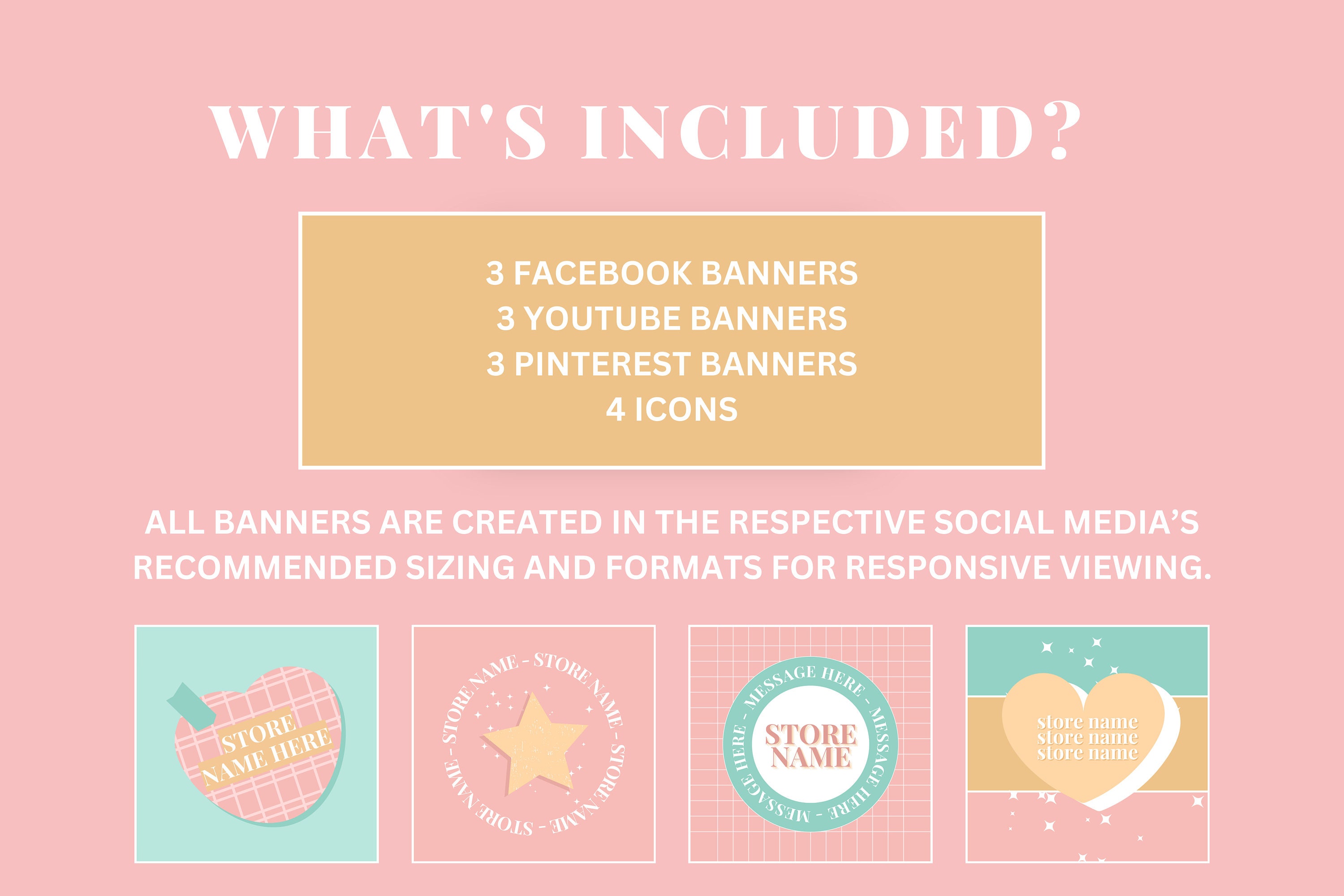 Süße Youtube Banner Vorlagen - Facebook Cover Vorlagen - Pinterest Banner  Set - Miniaturbilder - In Canva bearbeiten - Etsy Österreich, image size:3000x2000