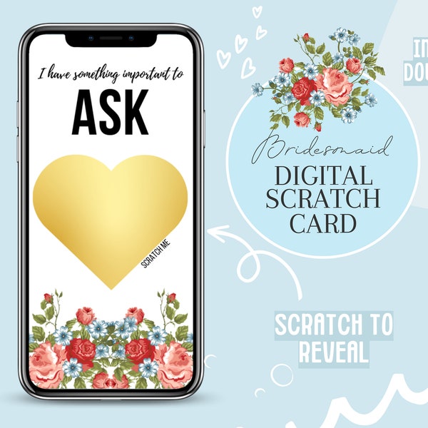 Digital Scratch Off Card - Fun Bridesmaid Proposal Surprise - Instant Download