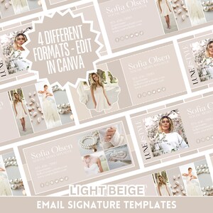 Boho E-Mail-Signatur-Bundle - Set mit 4 bearbeitbaren Pfirsich-E-Mail-Vorlagen - Bearbeiten Sie in Canva