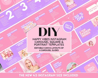 Fun Instagram Carousel Bundle - Colorful Grid Template, Perfect for Fashion, Boutique, Accessories, Jewelry, Clothing - Color POP Theme