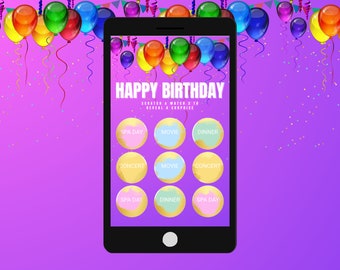 Carte numérique à gratter - Révélez un message cadeau d'anniversaire surprise - Personnalisé avec votre propre texte