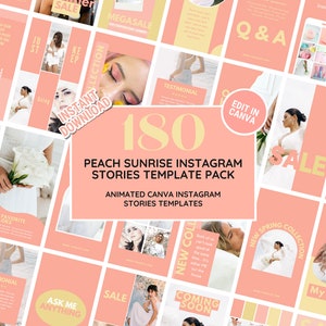 Instagram Story Bundle: Peach Sunrise Social Media Branding Kit Templates, Perfect for Fashion, Blogger, Salon, Beauty - Edit in Canva