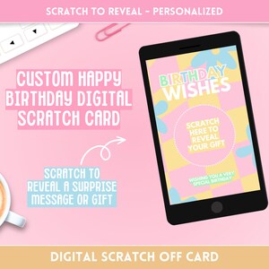 Carte d'anniversaire à gratter surprise - Idéale pour les voyages aventures, les soirées concert et les journées au spa ! Message de révélation de cadeau personnalisé coloré