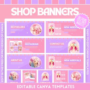 Shop Banner Template Bundle - Eye-Catching Design for Your Online Store - Cute Pastel Store Banners - Edit in Canva