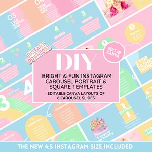 Carrusel de Instagram en tonos pastel: plantilla de cuadrícula femenina y divertida para un feed perfecto - Tema alegre y divertido