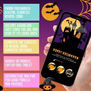 Carte numérique à gratter Gender Reveal - Faire-part de bébé surprise Halloween Nous sommes enceintes - Téléchargement immédiat