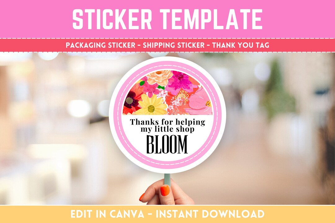 Flowers Thank You Sticker Template - Label Template for Fun Packaging ...