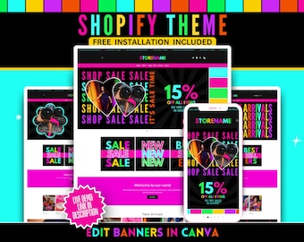 Neon Shopify Theme - Colorful Canva Banners & Logo Templates - Shopify Theme 2.0