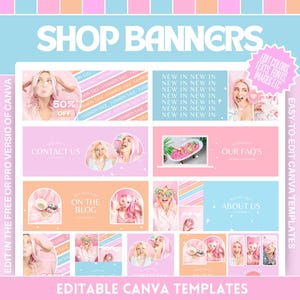 Shop Banner Template Bundle - Eye-Catching Design for Your Online Store - Colorful and Cute Store Banners - Edit in Canva